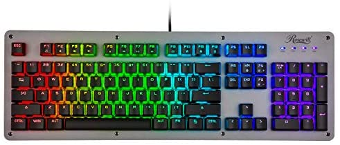 Rosewill NEON K52 RGB Waterproof Membrane Mechanical Gaming Keyboard with 19-Key Anti-Ghosting, 12 Multimedia Hotkeys, 8 LED Backlit Modes, Spill-Proof Dust-Proof Aluminum Plate