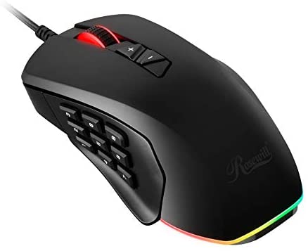 Rosewill RGB Gaming Mouse with Side Buttons, Interchangeable Side Plates with 3 & 9 Programmable Buttons for FPS/MMO/MOBA & PC/Laptop Games, 10000 DPI Optical Sensor, Comfortable Grip – NEON M63