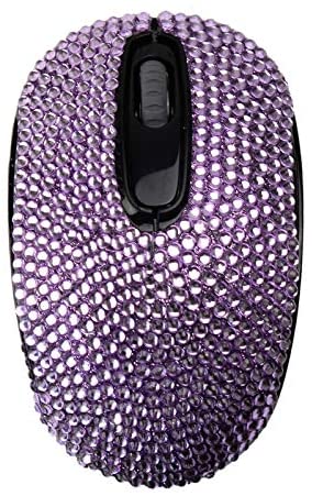 SA@ Bling Purple Crystal Rhinestone 2.4G Wireless Computer Mouse Mice For Laptop Notebook PC Gifts For the Office