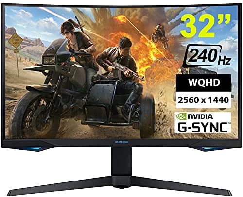 SAMSUNG 32 Odyssey G7 Premium Gaming Curved Monitor 32” WQHD (2560 x 1440) 240Hz Refresh VA Panel 1ms Response 1000R 2500:1 Nvidia G-SYNC FreeSYNC 178° Viewing Angle DisplayPort + HDMI Cable