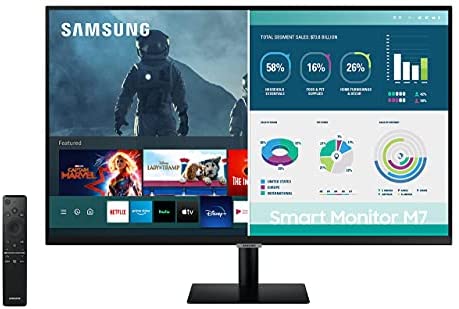 SAMSUNG 32-inch M7 Smart Monitor with Mobile Connectivity, 4K UHD, Remote Access, Office 365 (LS32AM702UNXZA) (Renewed), Black