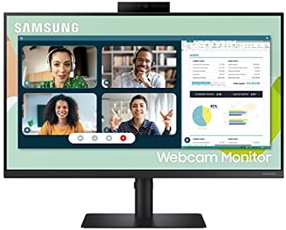 SAMSUNG S40A Series 24-Inch FHD 1080p Computer Monitor, 75Hz, IPS Panel, Pop-up Webcam, Built-in Speaker & Mic, Height Adjustable Stand, FreeSync (LS24A400VENXZA)