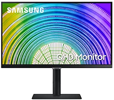 SAMSUNG S60UA Series 24-Inch WQHD (2560×1440) Computer Monitor, 75Hz, IPS Panel, USB-C, HDR10 (1 Billion Colors), Height Adjustable Stand, TUV-Certified Intelligent Eye Care (LS24A600UCNXGO)