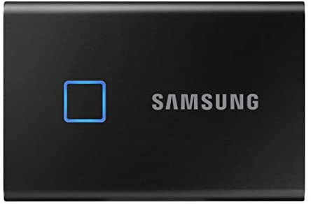 SAMSUNG T7 Touch Portable SSD 500GB – Up to 1050MB/s – USB 3.2 External Solid State Drive, Black (MU-PC500K/WW)