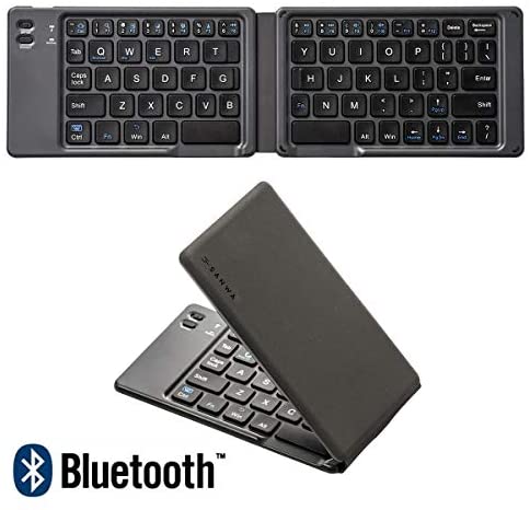SANWA (Japan Brand) Foldable Bluetooth Keyboard, Rechargeable Wireless Ultra Slim Pocket Size, Compatible with iOS Windows Android, for Computer PC Laptop MacBook iPad iPhone Smartphone Tablet