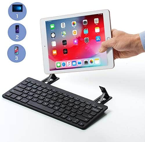 SANWA (Japan Brand) Slim Bluetooth Keyboard, with Built-in Stretchable Stand, Portable & Lightweight & Wireless (for MacBook, iPad, iPhone, PC & Tablet, Android, iOS, Windows)