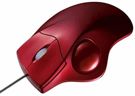 SANWA Wired Ergonomic Trackball Mouse, for PC Laptop Computer MacBook, Red, MA-TB39R