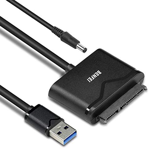SATA to USB 3.0 Cable, BENFEI USB 3.0 to SATA III Hard Drive Adapter Compatible for 2.5 3.5 Inch HDD/SSD Hard Drive Disk with 12V/2A Power Adapter, Support UASP