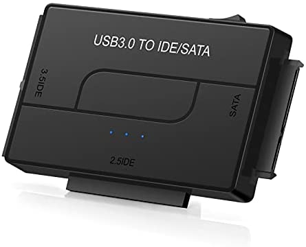 SATA/IDE to USB 3.0 Adapter, Hard Drive Adapter Cable Converter for Universal 2.5/3.5 Inch IDE and SATA External HDD SSD, 5.25-Inch DVD-ROM/CD-ROM/CD-RW/DVD-RW/DVD+RW