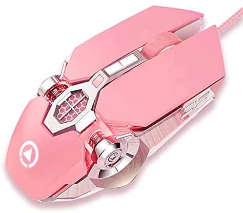 SMAIGE Gaming Mouse Wired [3200 DPI] [Breathing Light] Ergonomic Game USB Computer Mice RGB Gamer Desktop Laptop PC Gaming Mouse, 7 Buttons for Windows 7/8/10/XP Vista Linux (Pink,Silent Click)