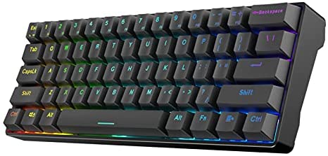 SOLAKAKA 60% Bluetooth Mechanical Keyboard Rechargeable, with RGB Rainbow Backlit, Hot Swappable 61-Keys Ergonomic USB Wired Gaming Keyboards for PC Mac Laptop/Desktop/Tablet/Smartphone (Blue Switch)