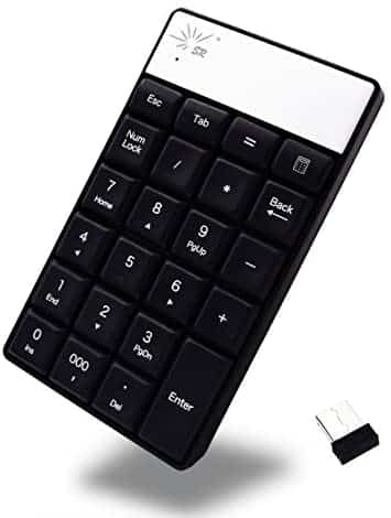 SR Wireless Numeric Keypad Nano USB Mini Numpad Number Pad Keyboard for Desktop Laptop PC Notebook Black