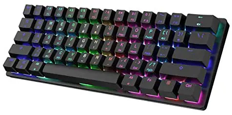 STOGA 60% Mechanical Gaming Keyboard, RGB Small Compact 61-Key USB-C Wired Brown Switch Mini Gaming/Office Portable Computer Keyboard (Black)