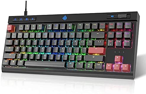 STOGA Gaming Keyboard RGB LED Backlit Blue Switches 87 Keys Wired Gaming Keyboard Mechanical with NKRO, Multimedia Keys for Windows Mac PC Gamers