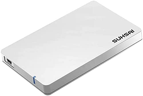 SUHSAI 1TB External Hard Drive, USB 2.0 Portable Hardrive, Slim Plug and Play Backup HDD for PC, MAC, Laptop, Computer, Smart TV, Game Storage (White)