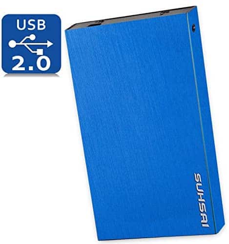 SUHSAI Portable External Hard Drive, 2.0 USB External HDD Compatible for Computer, Laptop, PC, Smart TV, Mac (Blue, 320GB)