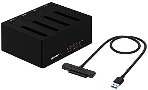 Sabrent 4-Bay USB 3.0 SATA 2.5″/3.5″ SSD/HDD Docking Station + USB 3.0 to SATA External Hard Drive Lay-Flat Docking Station for 2.5 or 3.5in HDD, SSD