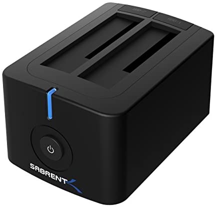 Sabrent USB 3.0 to SATA Dual Bay External Hard Drive Docking Station for 2.5 or 3.5in HDD, SSD with Hard Drive Offline Duplicator/Cloner Function [4TB Support] (EC-HDD2)
