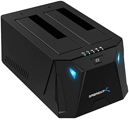 Sabrent USB Type-C SATA 2.5” & 3.5” Dual Bay Hard Drive Docking Station | Offline Cloning | Up to 5Gbps | Tool-Free Installation (EC-CH2B)