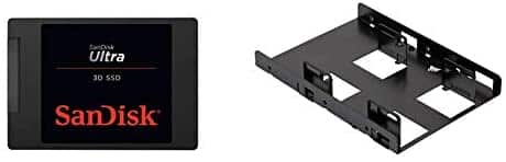 SanDisk – SDSSDH3-2T00-G25 Ultra 3D NAND 2TB Internal SSD – SATA III 6 Gb/s, 2.5″/7mm, Up to 560 MB/s – SDSSDH3-2T00-G25 Black & Corsair Dual SSD Mounting Bracket 3.5″ CSSD-BRKT2, Black