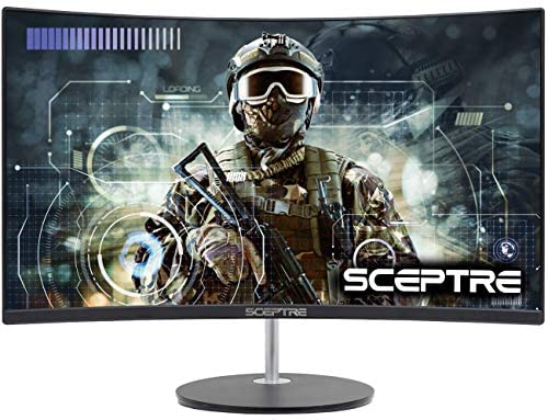 Sceptre 24″ Curved 75Hz Gaming LED Monitor Full HD 1080P HDMI VGA Speakers, VESA Wall Mount Ready Metal Black 2019 (C248W-1920RN)