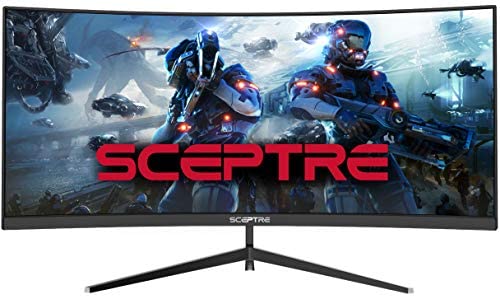Sceptre 30 inch Curved Gaming Monitor 21:9 2560×1080 Ultra Wide Ultra Slim HDR400 1ms HDMI DisplayPort up to 200Hz Build-in Speakers, Picture by Picture Metal Black (C305B-200UN1)