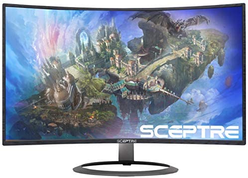 Sceptre Curved Gaming 32″ 1080p LED Monitor up to 185Hz 165Hz 144Hz 1920×1080 AMD FreeSync HDMI DisplayPort Build-in Speakers, Machine Black 2020 (C326B-185RD)