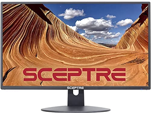 Sceptre E248W-19203R 24″ Ultra Thin 75Hz 1080p LED Monitor 2X HDMI VGA Build-in Speakers, Metallic Black 2018 & AmazonBasics High-Speed 4K HDMI Cable, 6 Feet, 1-Pack