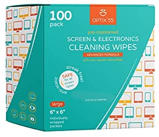 Screen & Electronic Cleaning Wipes, 100 Pre-Moistened Individual Wrapped (6″ x 6″) TV Screen Cleaner, Computer Monitor, Laptop, Lens Wipes, Monitor
