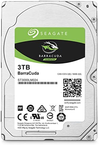 Seagate BarraCuda 3TB Internal Hard Drive HDD – 2.5 Inch Sata 6Gb/s 5400 RPM 128 MB Cache for Computer Desktop PC (ST3000LM024)