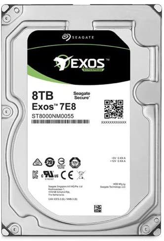Seagate Exos 7E8 8TB Internal Hard Drive HDD – 3.5 Inch 6Gb/s 7200 RPM 256 MB Cache for Enterprise, Data Center – Frustration Free Packaging (ST8000NM0055)