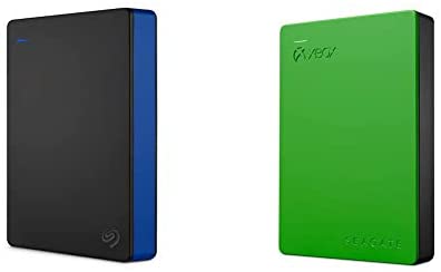 Seagate Game Drive 4TB External Hard Drive Portable HDD, Blue & Game Drive 4TB External Hard Drive Portable HDD – Designed for Xbox One, Green – 1 Year Rescue Service (STEA4000402)