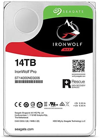 Seagate IronWolf Pro 14 TB NAS RAID Internal Hard Drive – 7,200 RPM SATA 6 Gb/s 3.5-inch (ST14000NE0008)