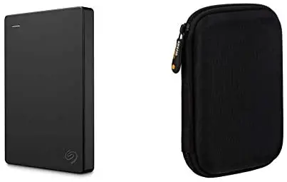 Seagate Portable 1TB External Hard Drive HDD USB 3.0 for PC Laptop and Mac (STGX1000400) & AmazonBasics External Hard Drive Portable Carrying Case