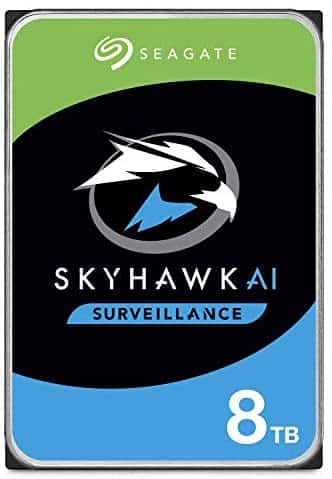 Seagate Skyhawk AI 8TB Surveillance Internal Hard Drive HDD–3.5 Inch SATA 6Gb/s 256MB Cache + Drive Health Management & 3-Year Recovery Service – (ST8000VEZ00)