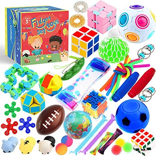 Sensory Toys Set 38 Pack, Stress Relief Fidget Hand Toys for Adults and Kids, Sensory Fidget and Squeeze Widget for Relaxing Therapy – Perfect for ADHD Add Anxiety Autism