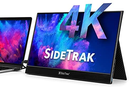 SideTrak Solo 15.6” 4k Portable Monitor for Laptop | Freestanding Ultra HD LED Anti-Glare USB Laptop Dual Screen | Compatible with Mac, PC, & Chrome | Powered by USB-C or Mini HDMI