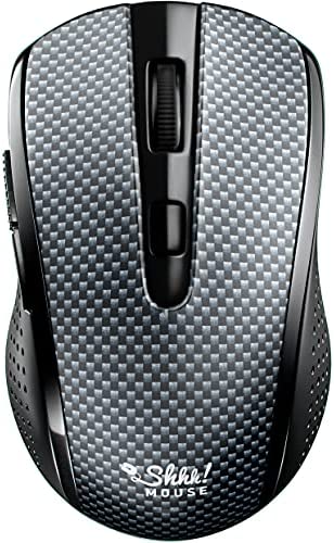 Silent Portable Wireless Shhhmouse i440 – Mouse with USB Receiver – Multi-Surface Operations – 3 DPI Levels of Sensitivity – Cordless Works with Laptops Computer Mac PC [Gray & Black]