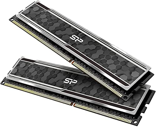 Silicon Power Gaming Series DDR4 16GB (8GBx2) 3000MHz (PC4 24000) 288-pin CL16 1.35V UDIMM Desktop Memory Module RAM with Heatsink Grey SP016GXLZU300BDAJ7