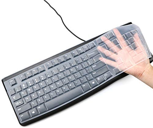 Silicone Keyboard Cover for Logitech K120 & MK120 Ergonomic Desktop USB Wired Keyboard Ultra Thin Protective Skin (for Logitech MK120 K120, Clear)