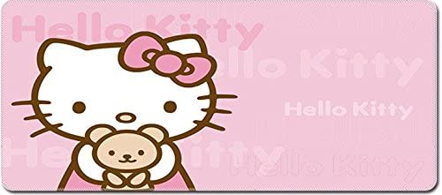 Smaige XXL Extended Gaming Mouse Mat / Pad – Large, Wide (Long) Kawaii Cute Mousepad, Stitched Edges | 27.6″x11.8″x0.08″ Dimensions (Hello Kitty)