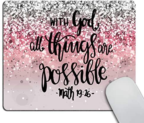 Smooffly Gaming Mouse Pad Custom, with God All Things are Possible Motivational and Inspirational Quote Personality Desings Computer Mouse Pad