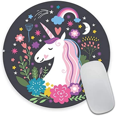 Smooffly Round Gaming Mouse Pad Custom Design, Unicorn Dreams Circular Mousepad Non-Slip Rubber Mouse Pads Cute Mat