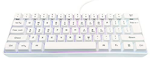 Snpurdiri 60% Wired Gaming Keyboard,RGB Backlit Ultra-Compact Mini Keyboard,Waterproof Mini Compact 61 Keys Keyboard, for PC/Mac Gamer, Typist, Travel, Easy to Carry on Business Trip(White)