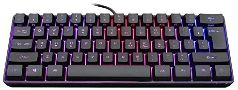 Snpurdiri ST-K3 60% Wired Gaming Keyboard, RGB Backlit Ultra-Compact Mini Keyboard, Waterproof Mini Compact 61 Keys Keyboard for PC/Mac Gamer, Typist, Travel, Easy to Carry on Business Trip(Black)