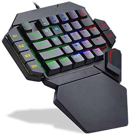 Songway One Handed Mechanical Gaming Keyboard,35 Keys,No Driver Required,K50 RGB Backlit Gaming Keypad with Wrist Rest,Support Macro Recording/Deletion