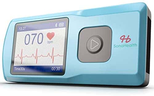 SonoHealth Portable EKG Heart Rate Monitor | Wireless Handheld Home ECG Cardio & Electrocardiogram Machine | Biofeedback Finger & Chest Leads View Irregular Cardiac Arrhythmia Vitals on a Mobile Phone