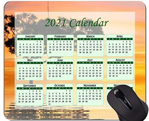 Special Design 2021 Calendar Mouse Pad,Sunset Sun Holiday Comfortable Mouse Mat for Gaming and Office