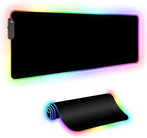 Speclux RGB Soft Gaming Mouse Pad, Oversized Glowing Computer Keyboard RGB Mouse Pad Mat with Durable Stitched Edges, Waterproof LED Extended Mousepad Optimized for Gamer/Office 31.5X 11.8in