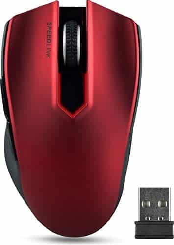Speedlink Exati Wireless Ergonomic Mouse with Automatic DPI Adjustment Up to 2400Dpi and 2.4 GHz, Black-Red